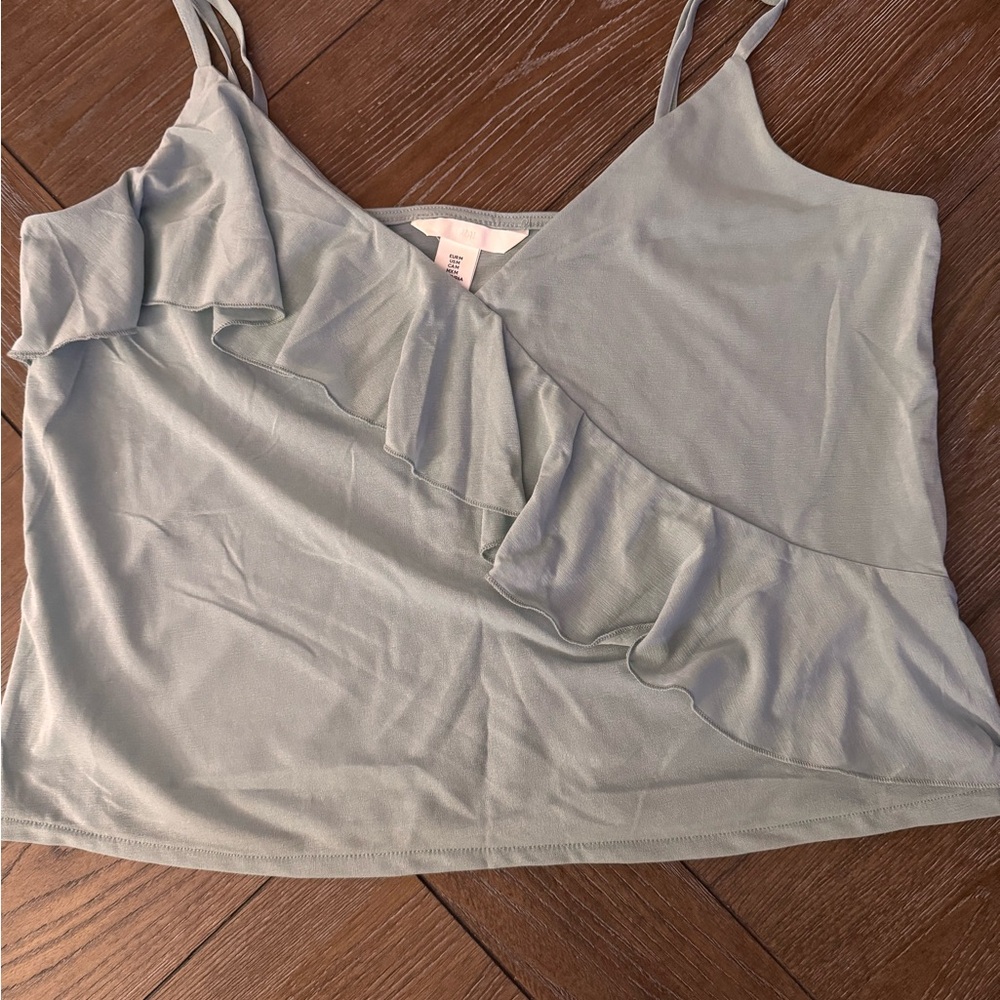 Light Blue/green Ruffled Women's Top - Picture 2 of 15